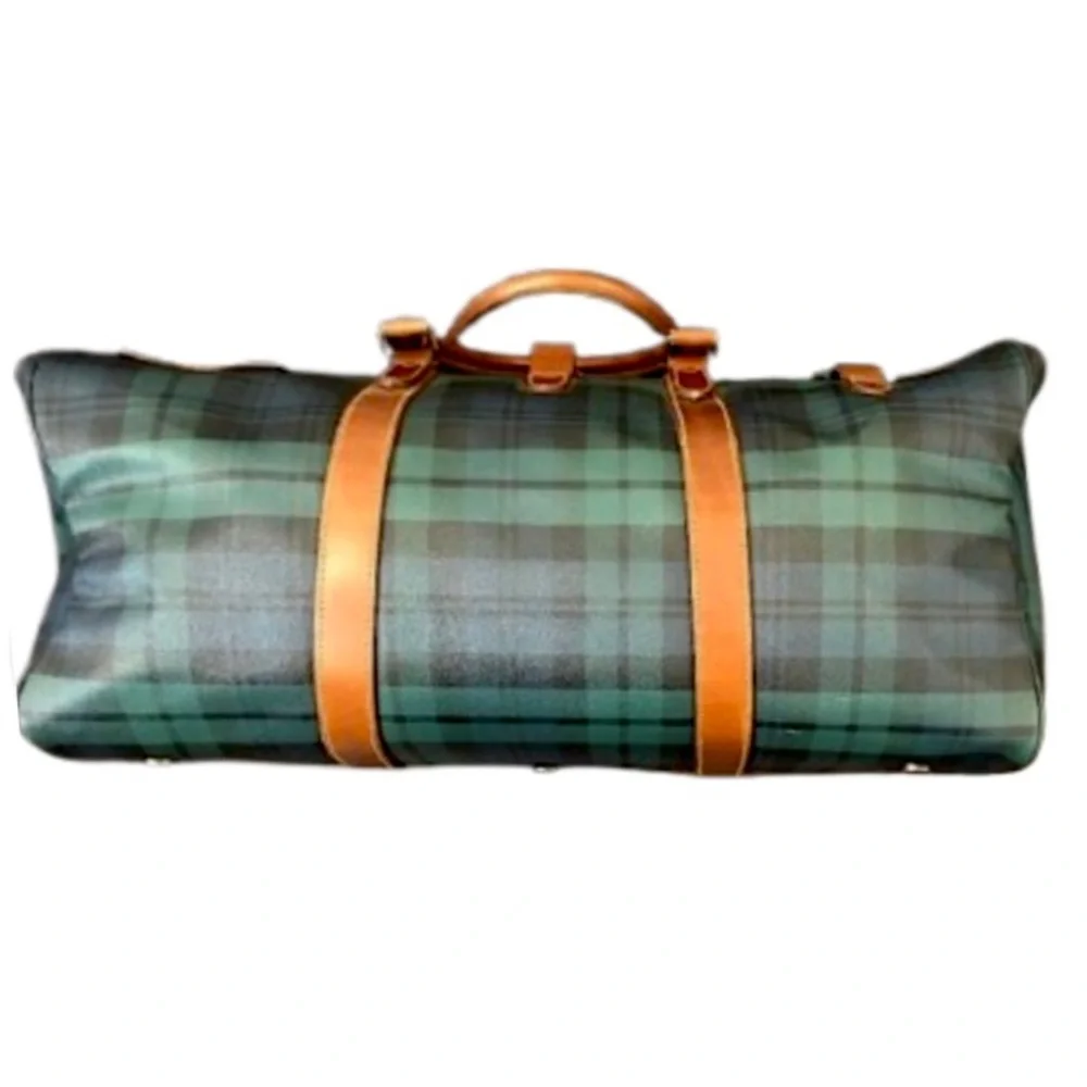 RALPH LAUREN Black Watch Tartan Plaid Boston Weekend Travel Duffle Bag 52cm